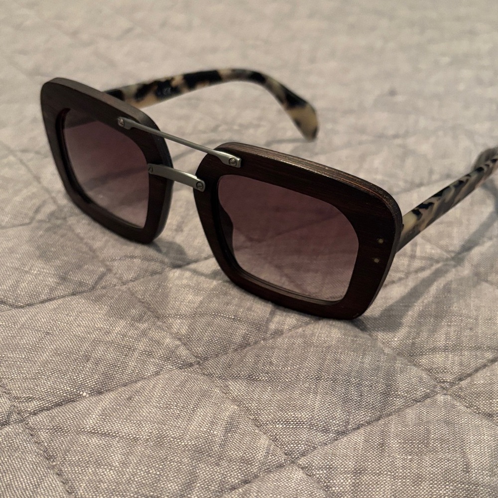 Prada Tortoise and Black Square Sunglasses